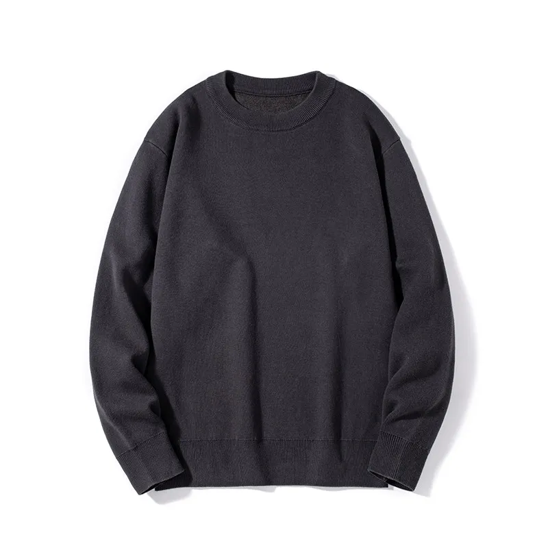 

Men's Thiened Cotton Blend Crew Ne Knitwear Deep ey Retro Color Simple Lazy Sle Inner Wear Comfortable Breathable