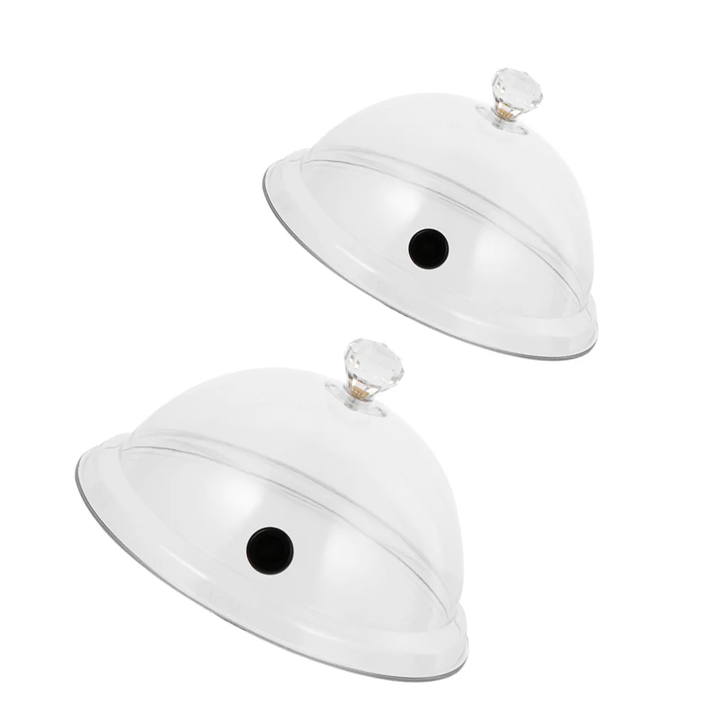 

2pcs Smoke Cloche Hood Food Screen Protector Transparent Protective Cover Cake Dust Cover Kitchen Gadgets Set