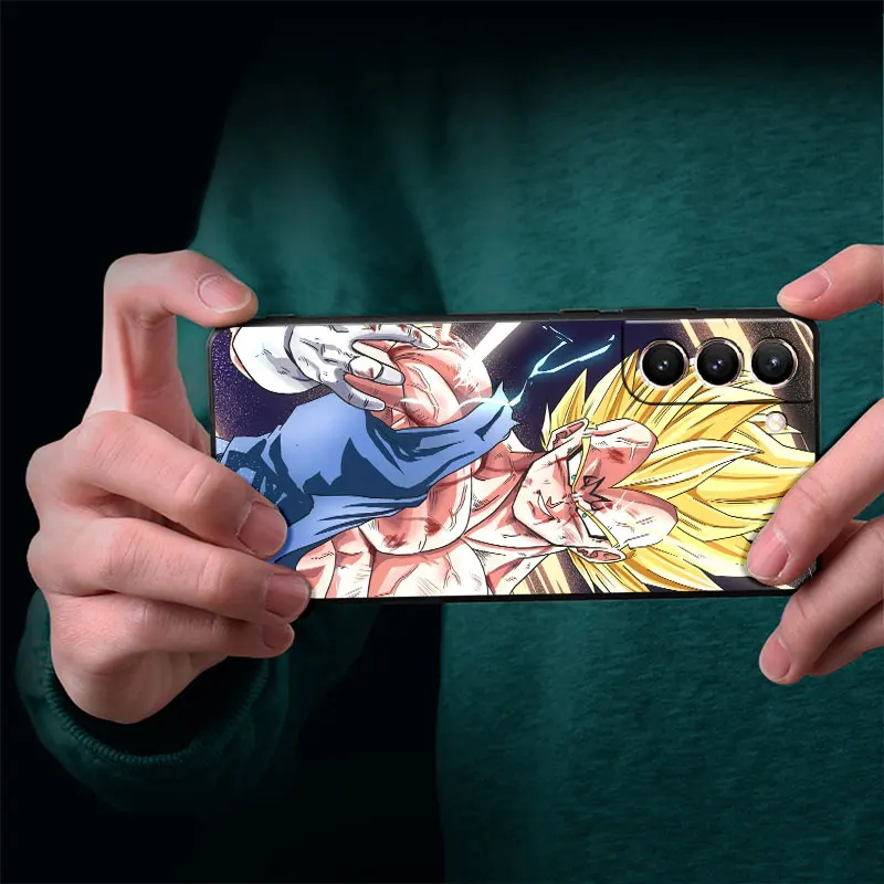 Case For Samsung Galaxy S23 Ultra S22 S21 FE S20 Plus S10 Lite S9 S8 S10e Note 20 Phone Cover Black Shell V-Vegeta Hero Anime