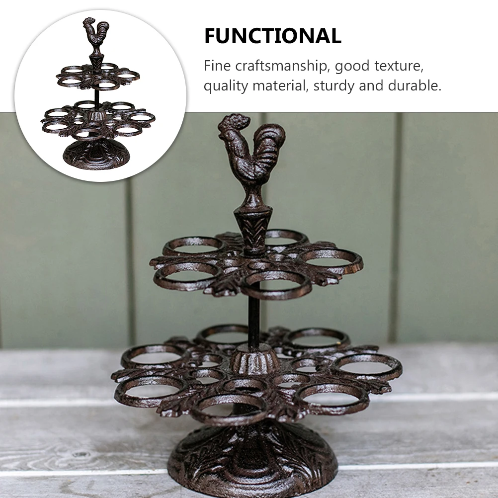 

Retro Egg Holder Storage Rack Iron Wire Organizer Kitchen Countertop Desktop Egg Tray Chicken Model Long Service Practical