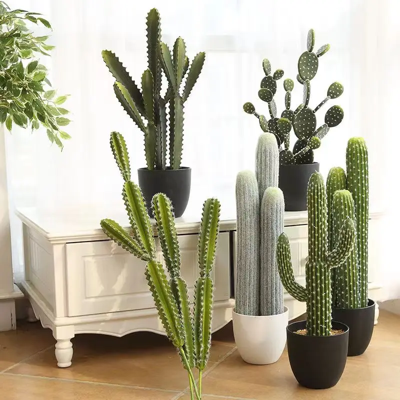 Artificial cactus living room, bedroom, indoor decoration, green plant floor to ceiling decorations, simulated green plant bonsa