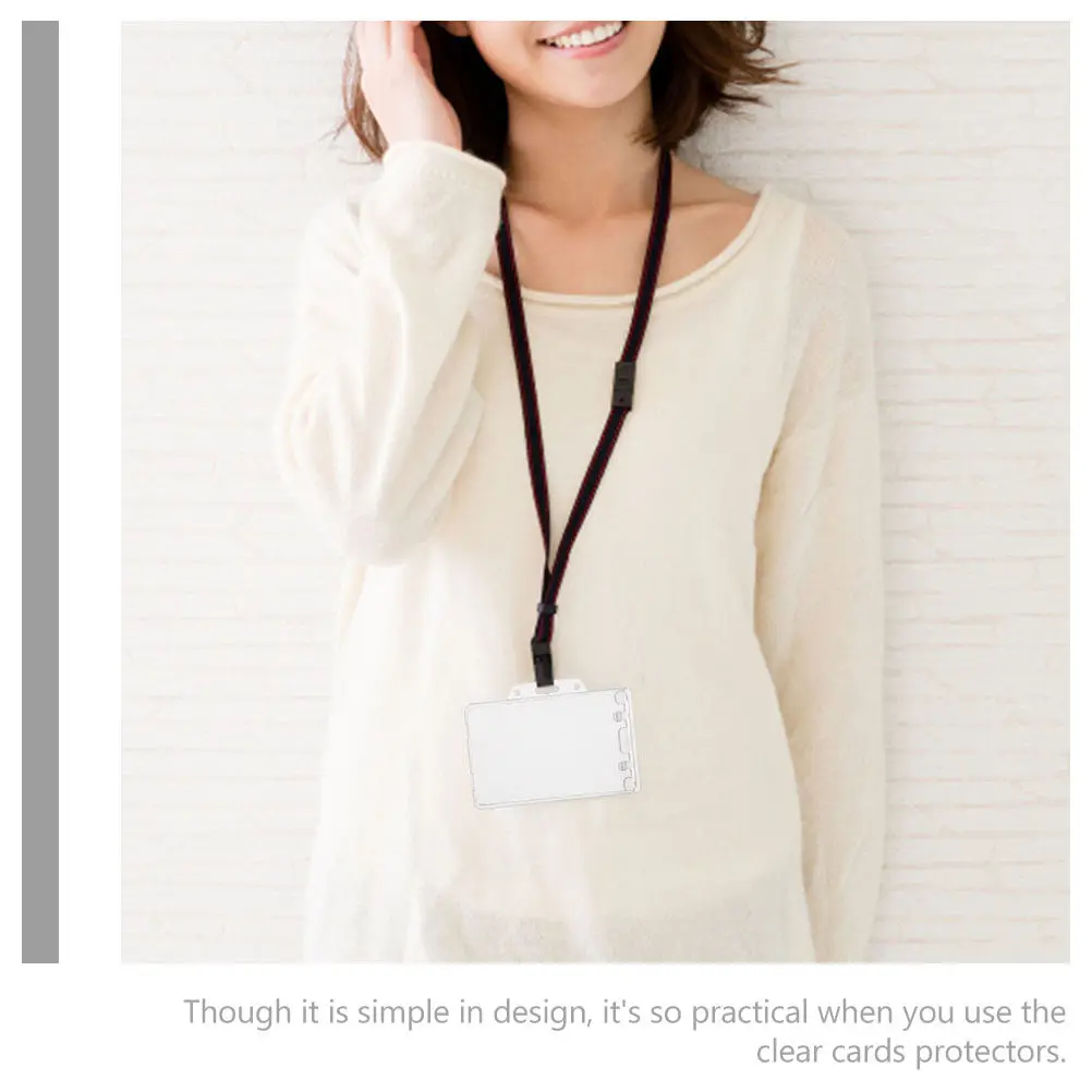 

3Pcs Reusable Clear Cards Protective Cover Horizontal Layout Slim Lightweight ABS Material for Id Badge Name Card Storage