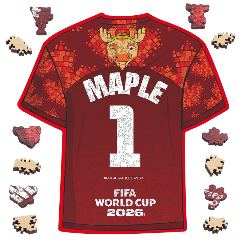 

2026 FIFA World Cup Canada Mascot Maple #1 Jersey Wooden Puzzle Adult Irregular Puzzle Home Decorative Toy Football Fans Gifts