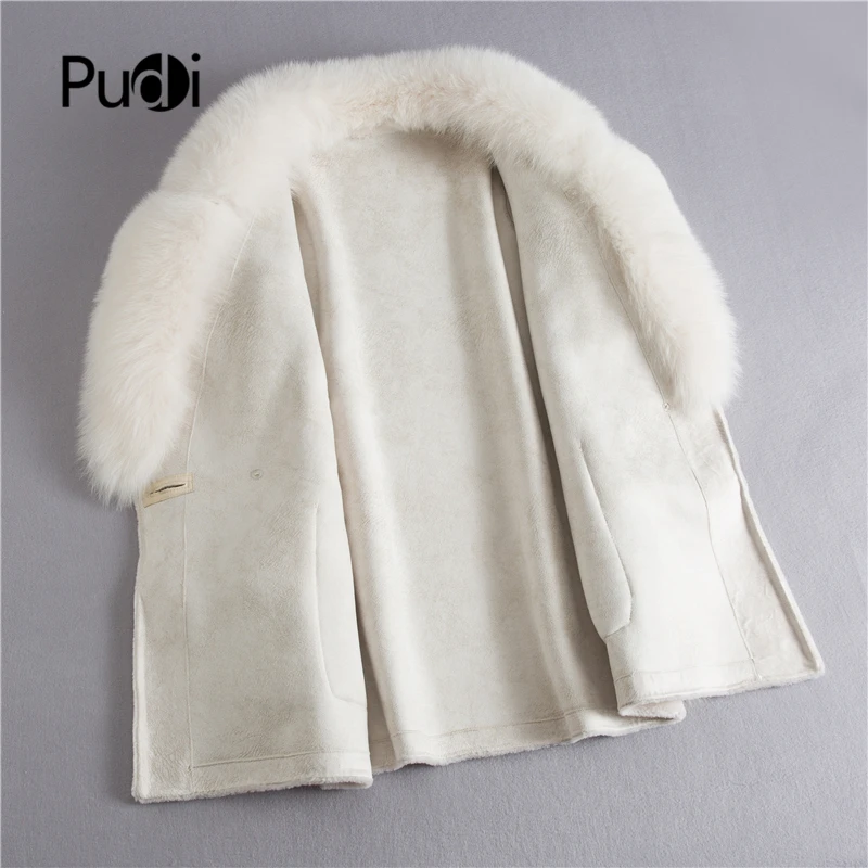 Aorice Women's Winter Real Wool Fur Coat With Fox Fur Collar New Warm Jacket Coat Lady Long Coats Jacket Over Size Parka H628