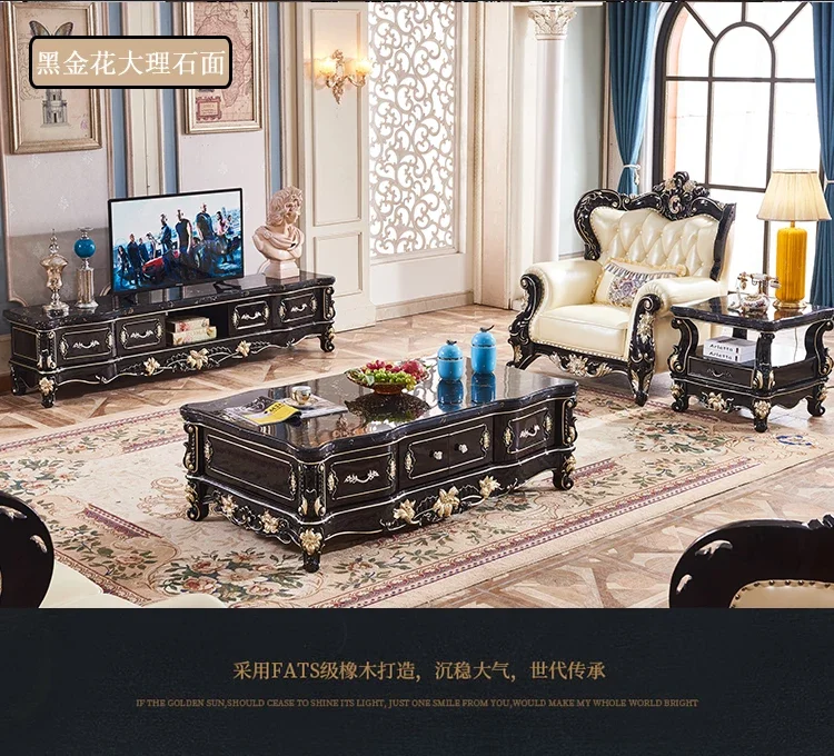 Kabinet TV kayu solid Eropa marmer ruang tamu Amerika cat hitam