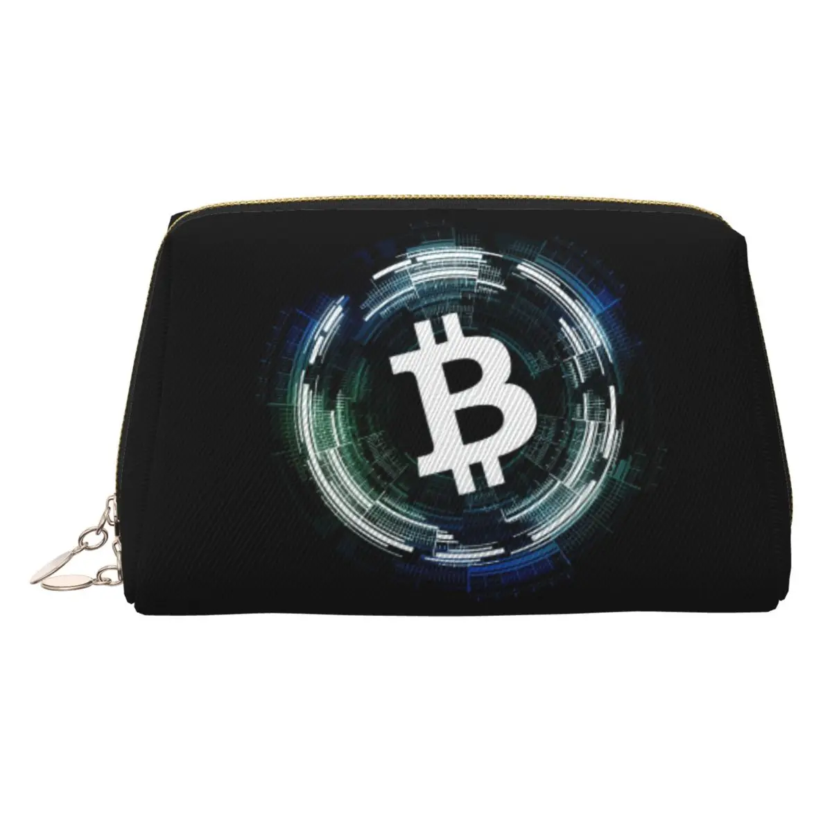 

Bitcoin BTC Cryptocurrency Crypto Blockchain 18 Women Cosmetic Bags Travel Makeup Organizer Pouch Toiletry Storage Dopp Kit Box