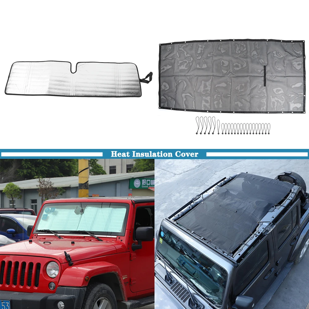 Windshield Sunshade Cover Heat Insulation Net for Jeep Wrangler TJ JK JL 1997-2018 2019 2020 2021 2022 2023 Interior Accessories