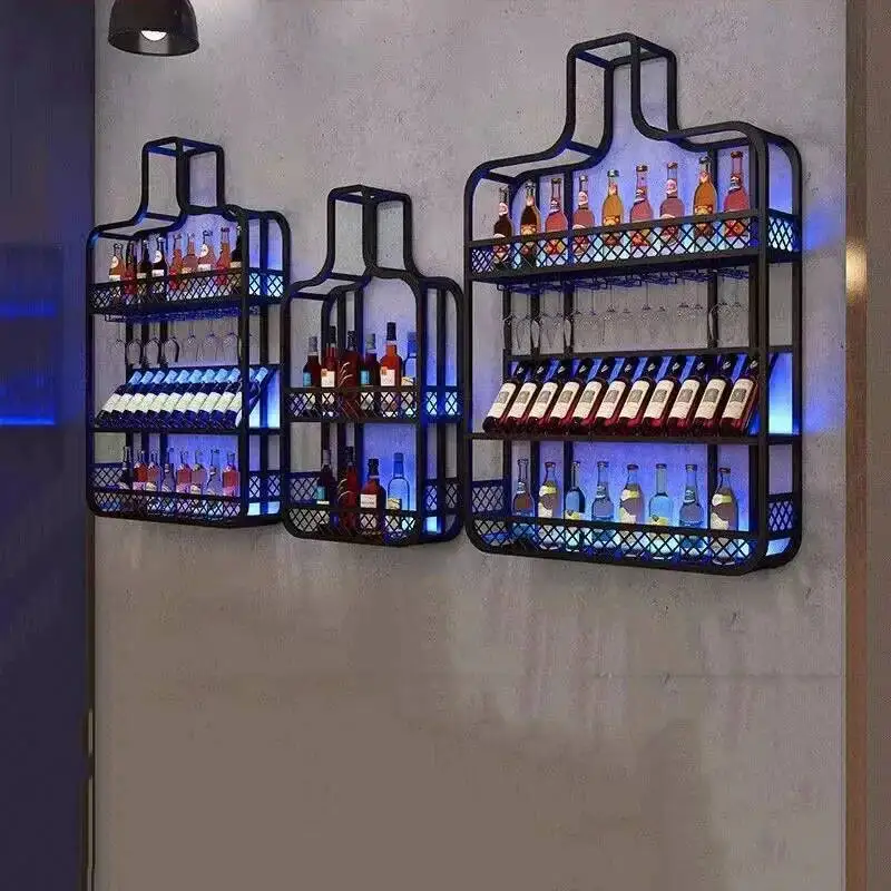 

Shelf Hanging Kitchen Wine Cabinet Bar Liquor Storage Bottle Holder Club Wine Rack Metal Small Unique Armoire Vitre Furniture