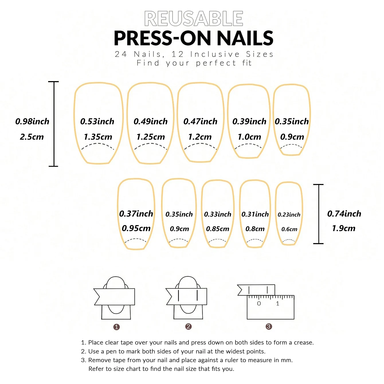 24PCS/ French white trim coffin shaped fake nails instantly upgrade your look, bow trim, rhinestone inlay, exquisite elegance, s