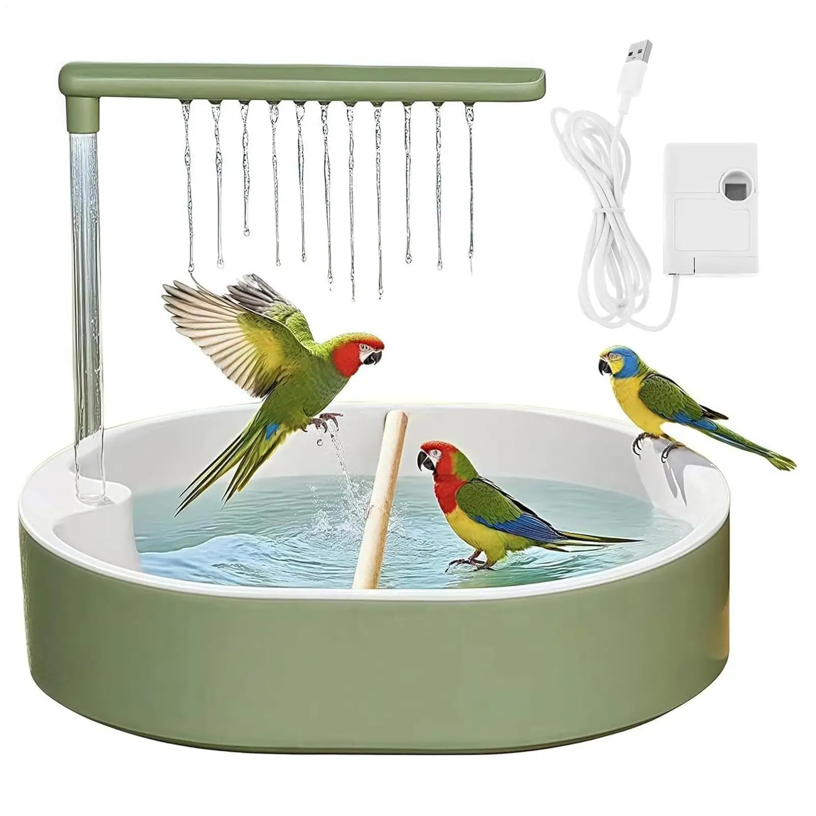 

Бесшумный USB-насос для купания птиц, защита от брызг, для использования в помещении, для клеток, для птиц: зябликов, макакарон, конуров, канареек, неразлучников, попугаев, какаду