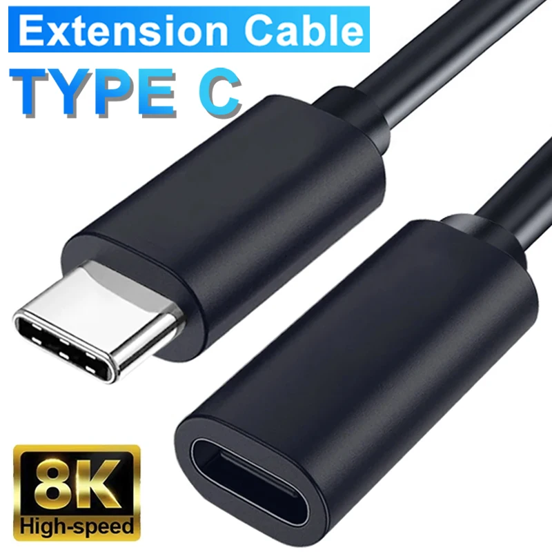 USB C Extension Cable Male to Female Type C USB Fast Charging Extender Cord for MacBook Pro Samsung Xiaomi Laptop PC Earphone