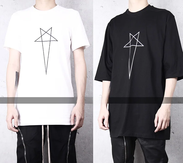 

Классическая свободная футболка с коротким рукавом и принтом звезды, модная городская повседневная мужская одежда, качественная уличная одежда