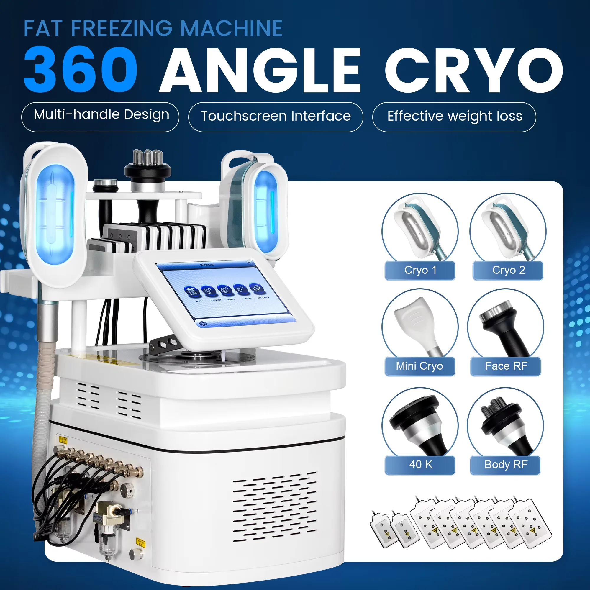 360° Cryolipolysis 40K Fat Reduction Body Slimming RF Weight Loss Fat Freezing Cellulite Removal Vacuum Cavitation System   5.0