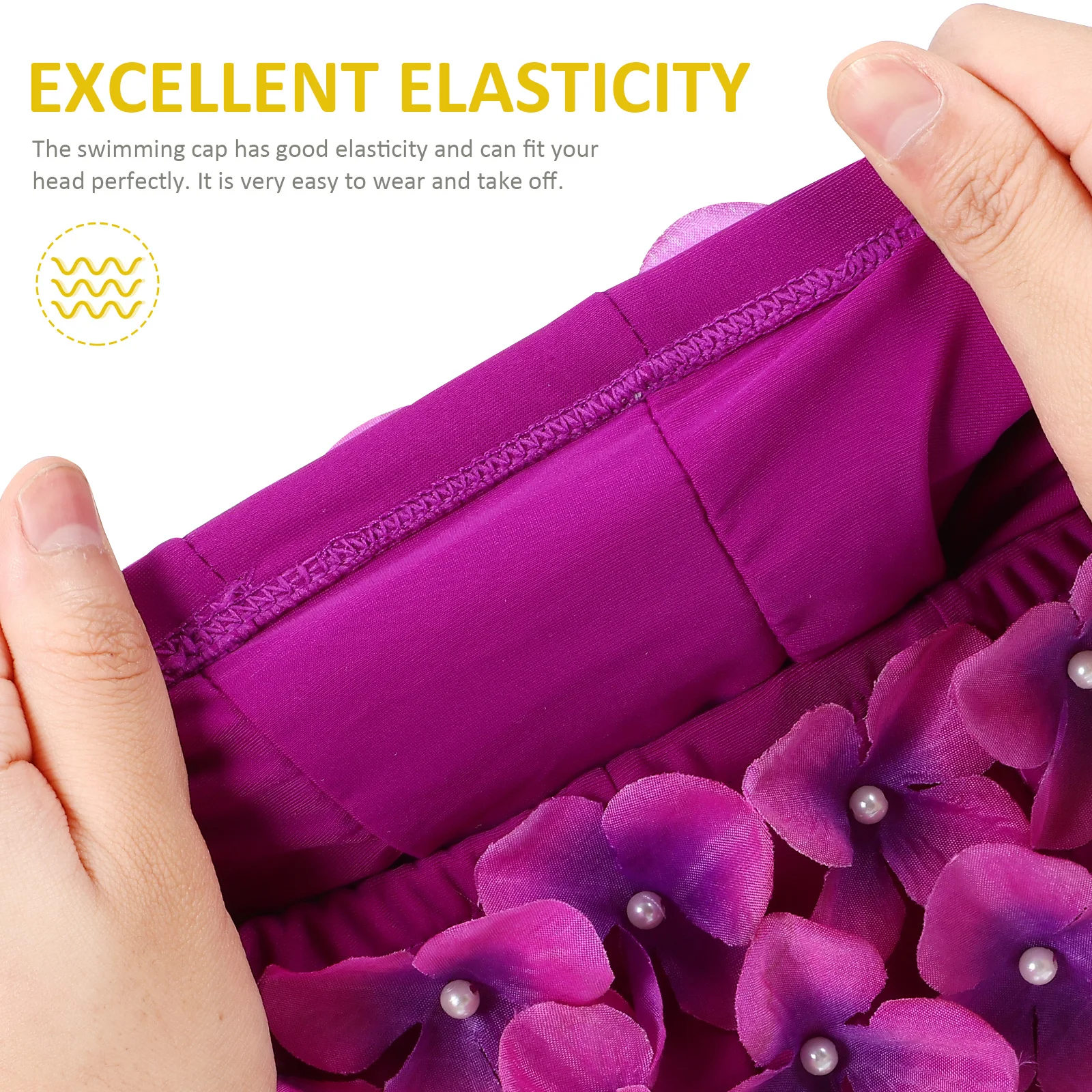 

2Pcs Ladies Swimming Cap Floral Design Elastic Swim Caps Non-Slip Fit for Bathing Swimming Spa Wear-Resistant Hair Protection