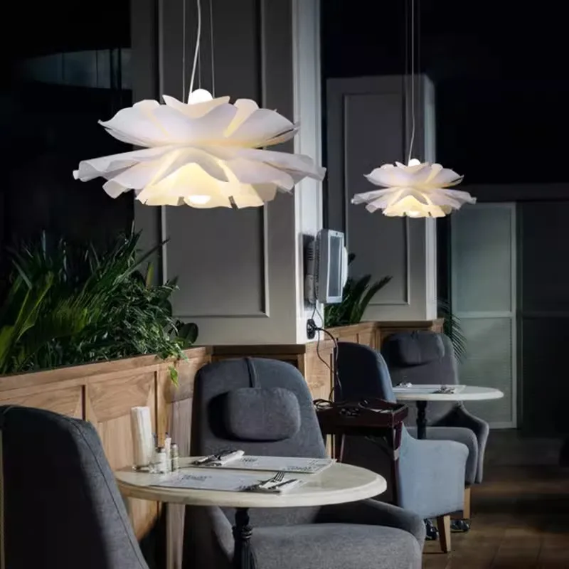 

Nordic Chandeliers Cream Wind Loft Living Room LED Acrylic Pendant Lamps Home Decor Ceiling Design Lotus Shape Lighting Fixtures