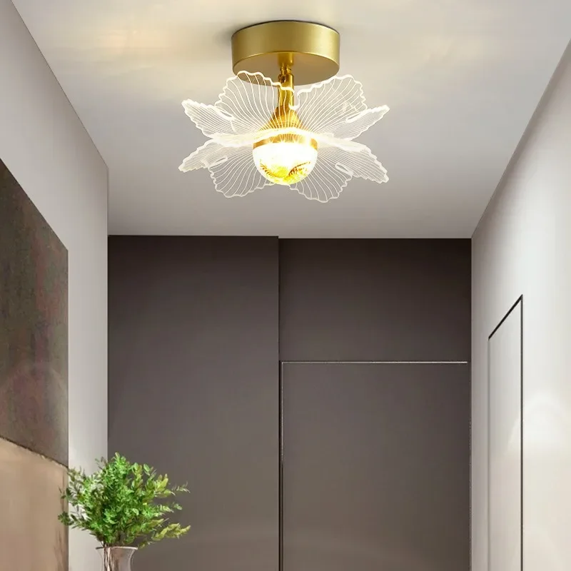 

Crystal Entrance Luxury Ceiling Lamp Simple Post-modern Light Nordic Creative Flower Lamps Restaurant Ceiling Lights