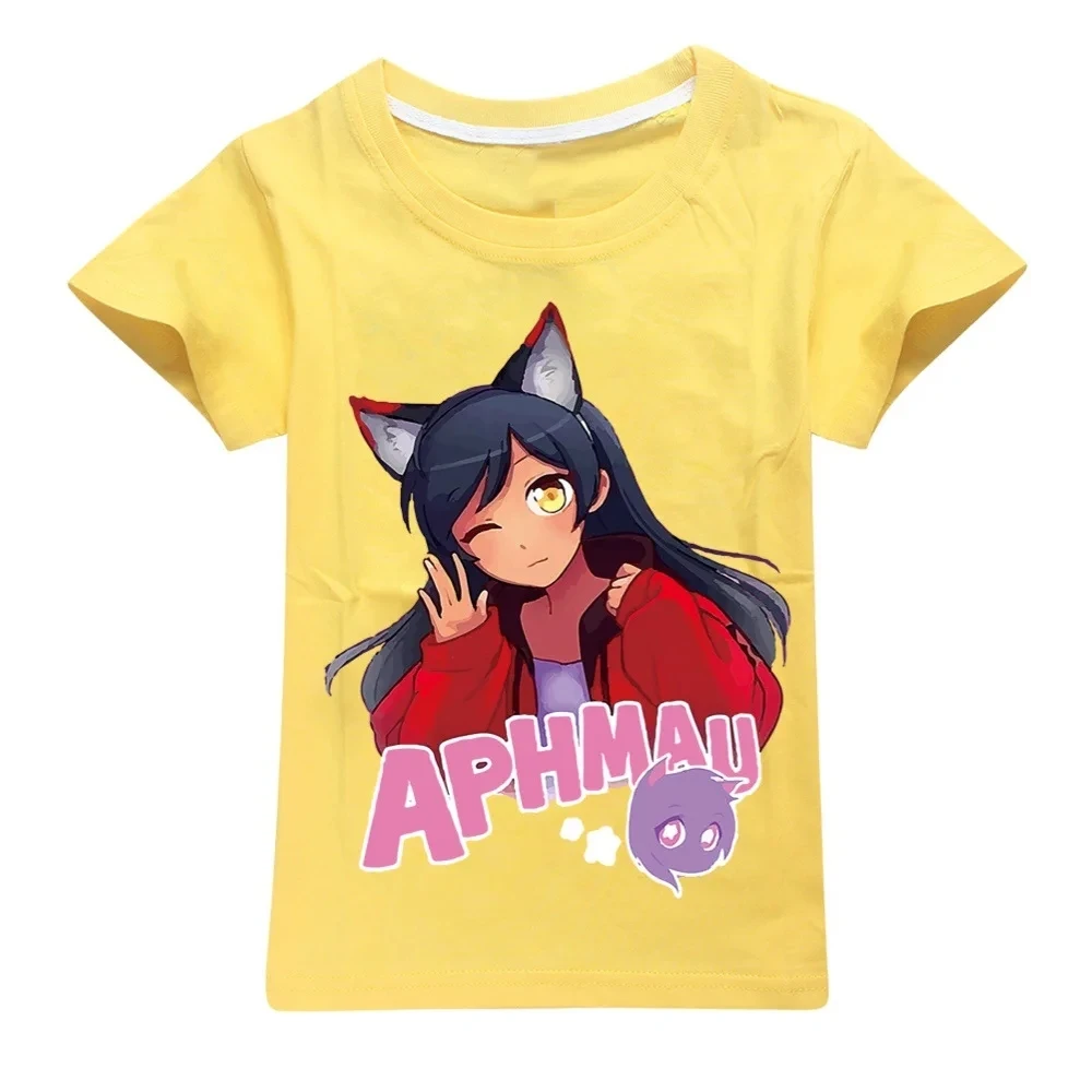 2024 New APHMAU T-shirt Kids Summer Clothes Baby Girls Cartoon Tshirt Boys O-neck Short Sleeve Tops Children\'s Birthday Clothing