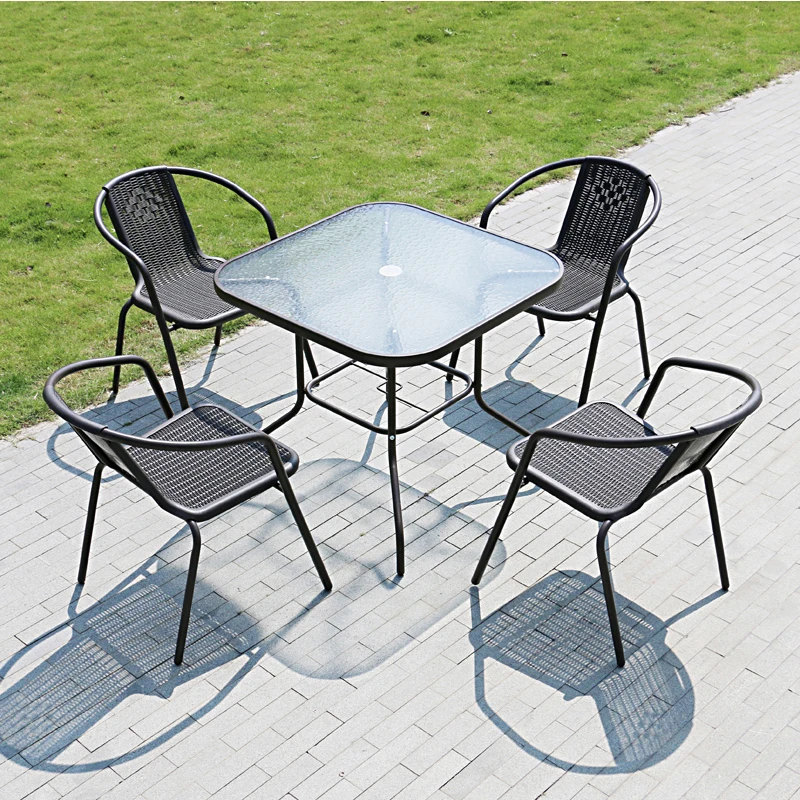 Tea table leisure combination waterproof and sunscreen balcony coffee shop milk tea shop outdoor garden furniture