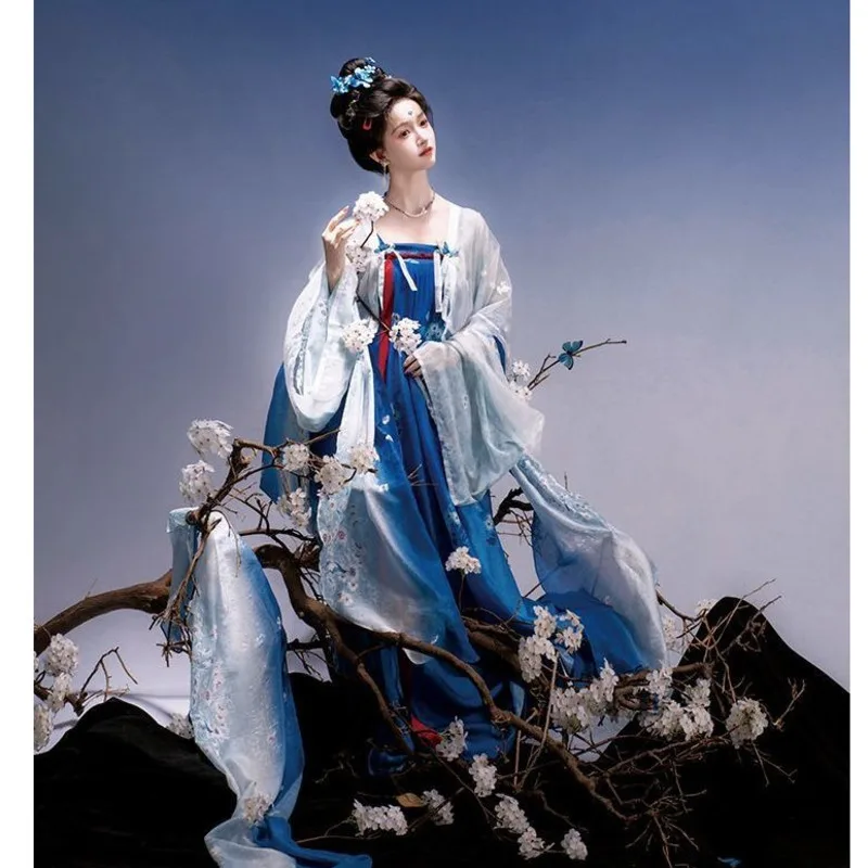 

Китайский ханьфу Тан стиль династии Фемен храм халат юбка на груди супер фея повседневная вышивка классический комплект костюмы для косплея