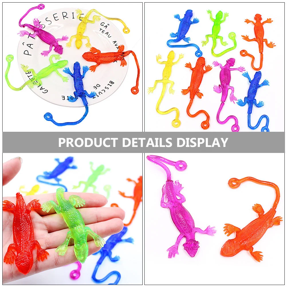 15 Pcs Lizard Soft Gummy Ball Funny Gadgets Sling Toys Stretchy Prank Sticky Reptile Plaything Strange Children