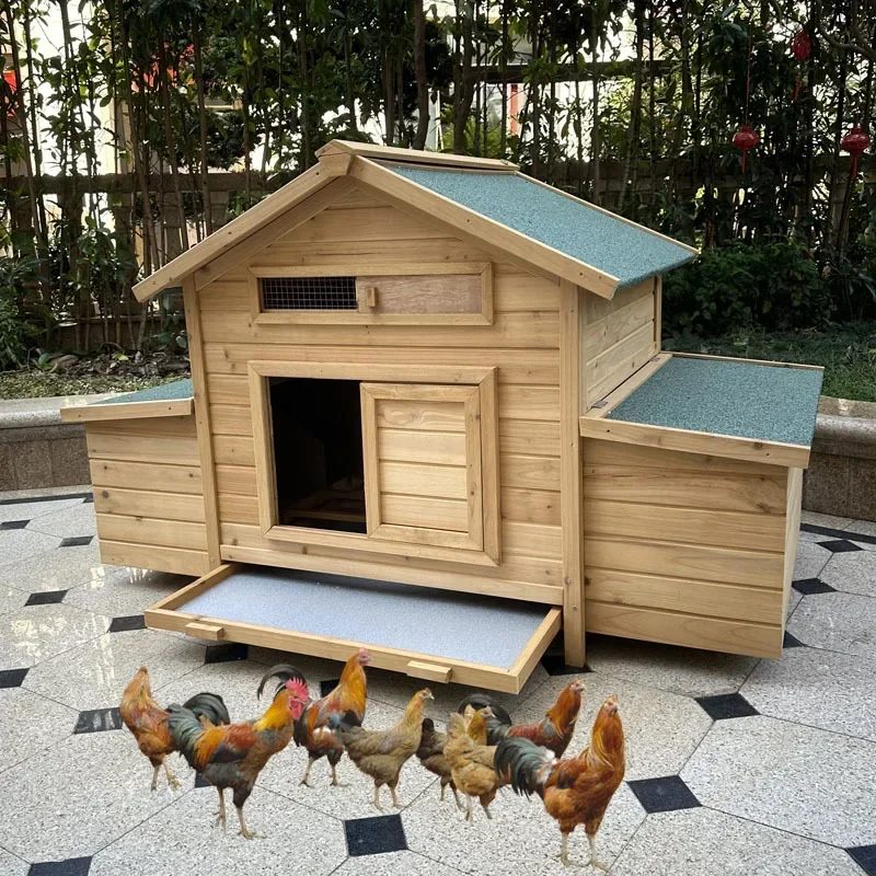 Chicken Coop with Nesting Box Outdoor Hen House with Removable Bottom for Easy Cleaning, Weatherproof Poultry Cage, Rabbit Hous