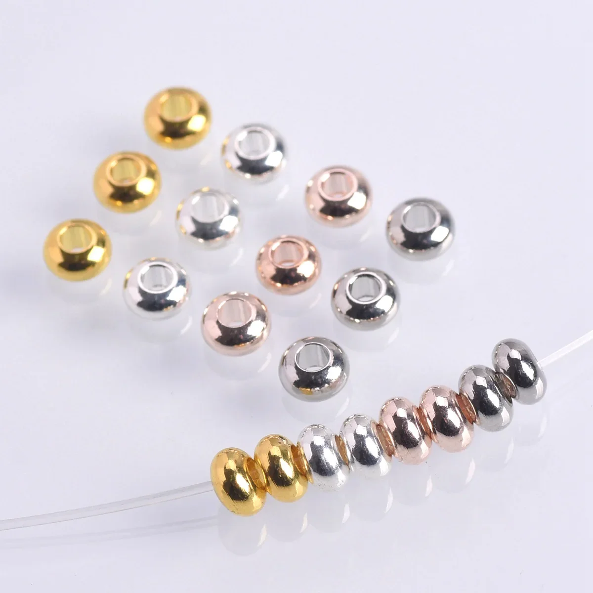 

50pcs Plated Color Rondelle Shape 5x2.5mm 6x3mm Brass Metal Loose Spacer Beads For Jewelry Making Accessories DIY Findings