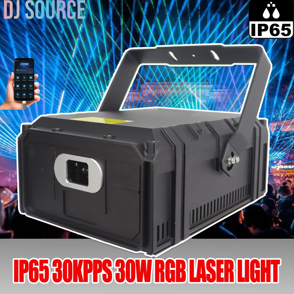 

30Kpps IP65 30W RGB Laser Light With Bluetooth APP Control Outdoor Animation Scanner DMX512 DJ Concert Waterproof Stage Light
