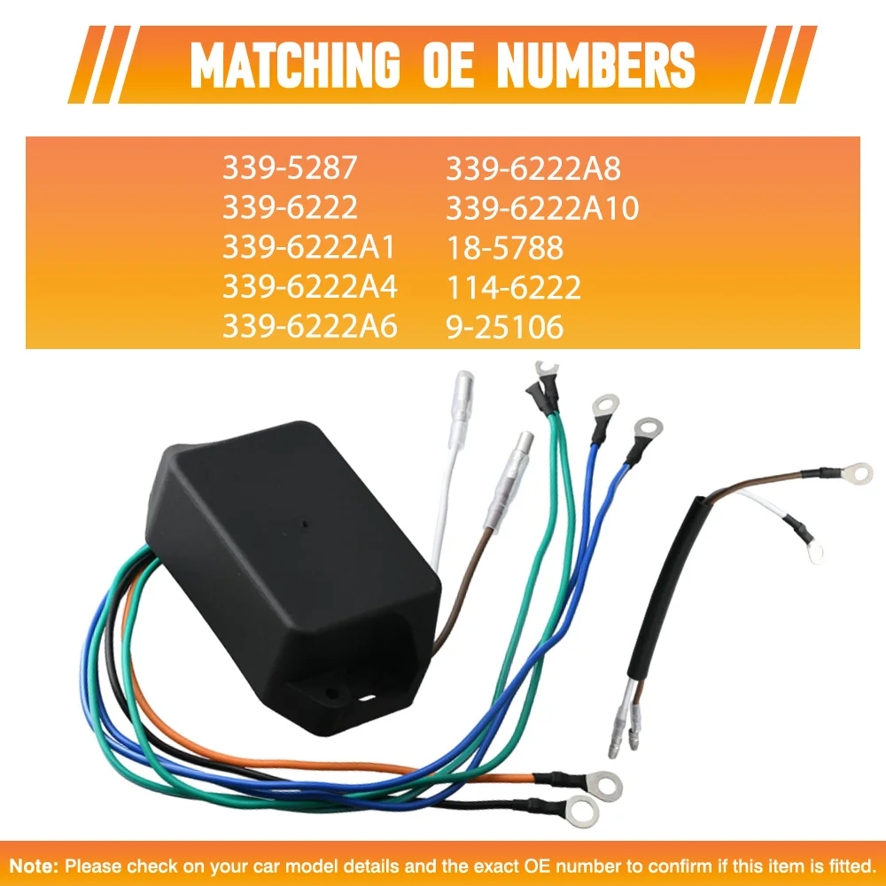 

339-5287 339-6222 339-6222A1 Блок управления CDI (коммутатор) для Mercury 4, 7.5, 9.8, 20 л.с., 2-цилиндровые модели 40, 75, 110, 20/200, 1973–1985 гг.