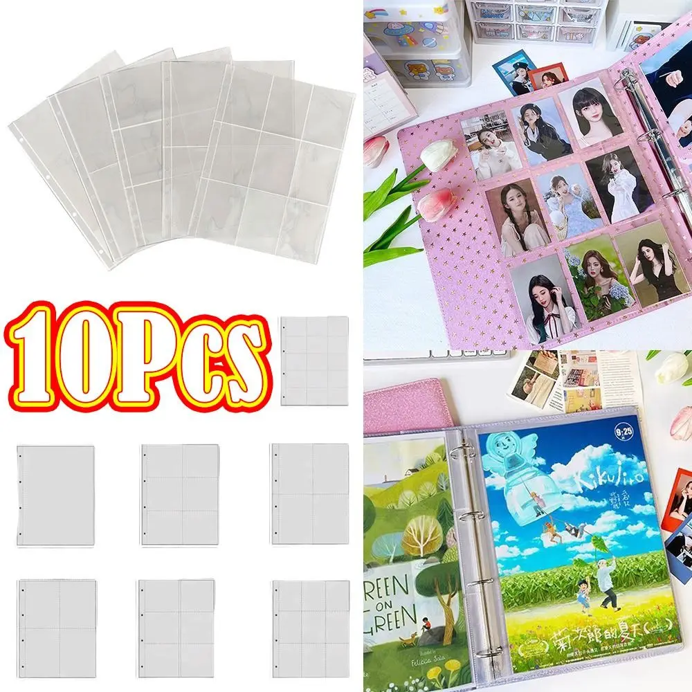 10 Stück Mehrfach-Taschen Klarsichthüllen 4-Loch 4-Ring DIY A4 Kpop Fotokartenordner Fotoalbum-Hüllen Aktenprotektor