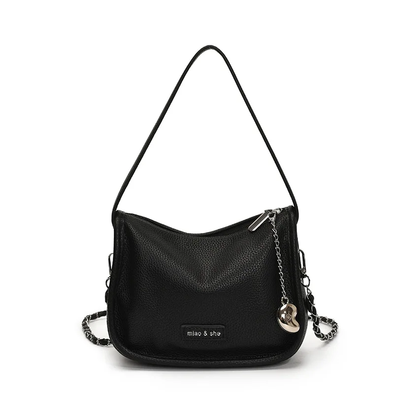 

Женская сумка подмышки из мягкой кожи в стиле ретро с цепочкой, новинка 2023 года, персонализированная, модная, красивая сумка через плечо на одно плечо