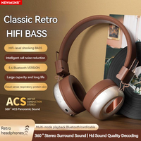 NEWMSNR Retro Subwoofer Wireless Bluetooth Headphones Over Ear HIFI Stereo Headset Noise Reduction Sports Gamer Earphones TF/AUX