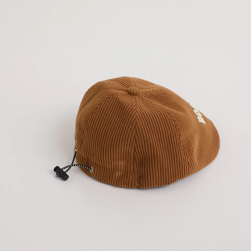 Fashion Letter Beret Drawstring Baby Duck Tongue Cap 2-6year Kids Sunshade Visors Autumn Winter Corduroy Children Forward Hat view 5