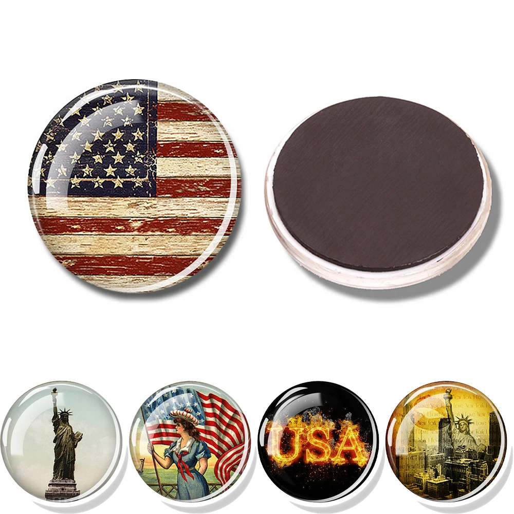 1PC American Flag, Statue of Liberty, July 4th Independence Day Logo, Glass Fridge stickers, Home Decor, Souvenir Gifts