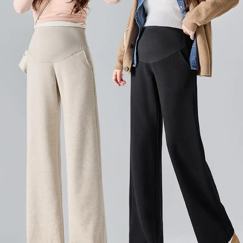 سراويل الأمومة كبيرة الحجم، خصر مرن عالي الدعم، خفيف الوزن وسريع الجفاف من البوليستر للنساء الحوامل A2UB