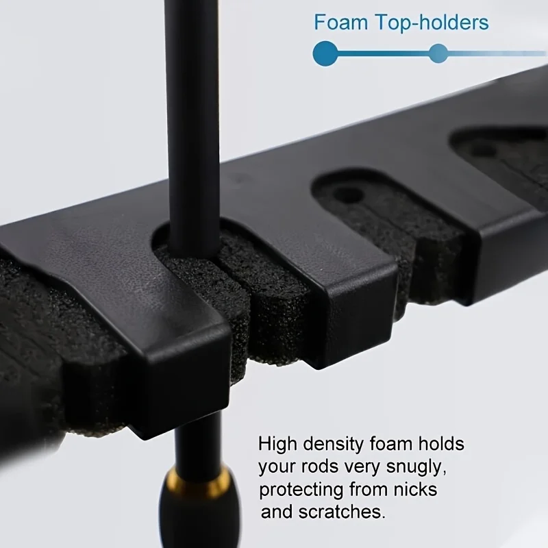 1pc Easy Installation Black plastic Fishing Rod Bracket-Wall Mounted, High Density Foam Grip Storage Rack
