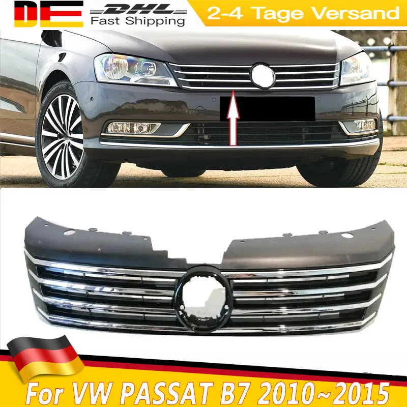 Rennsport-Kühlergrill, Auto-Mesh-Grill, Frontstoßstangen-Obergrill, Kühlergrill für VW PASSAT B7 2010~2015, Autozubehör