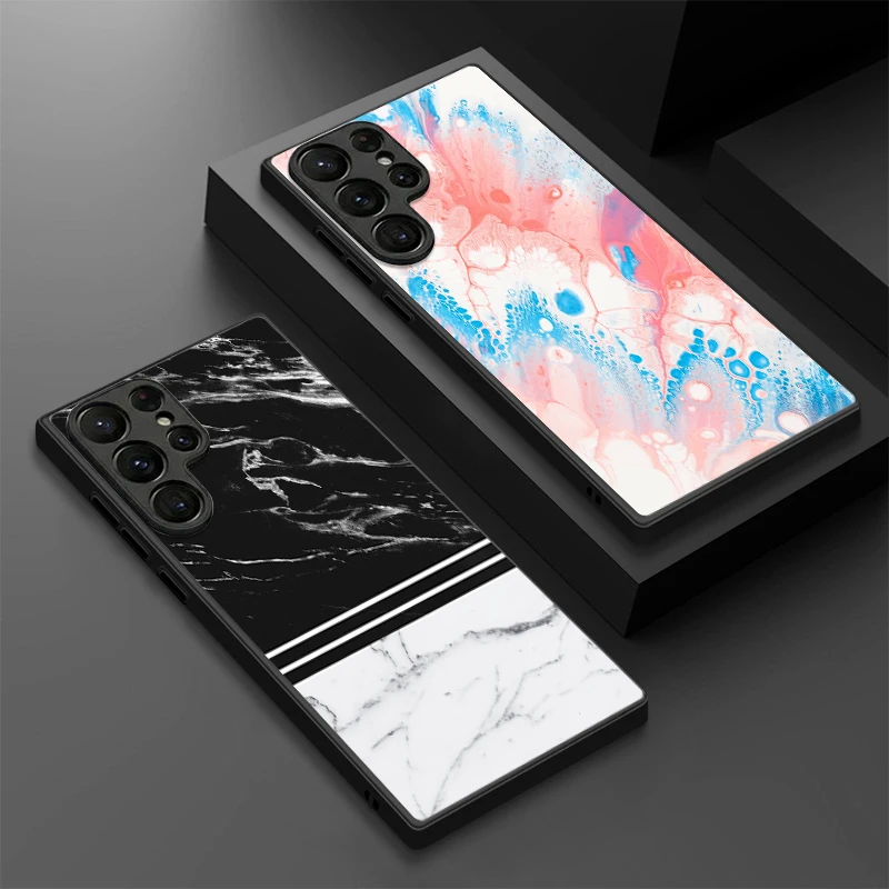 Watercolor Marble Case For Samsung Galaxy S26 Ultra S25 FE S24 S23 S22 Plus S21 FE Hybrid TPU+PC Magnetic Matte Cover