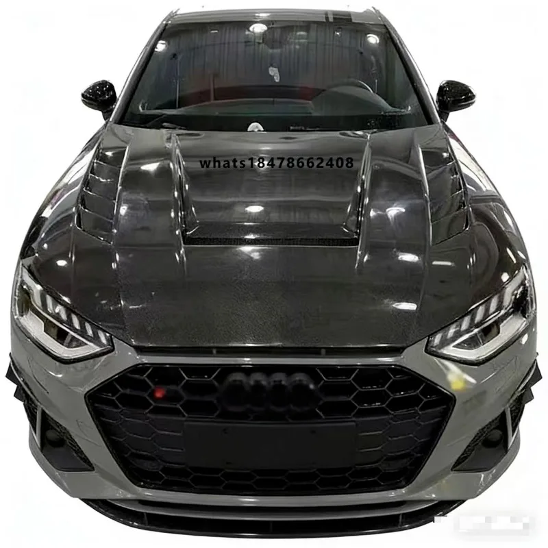 High Quality Carbon Fiber Front Hood for 2017-2019  A4 B9 S4 Modified Front Engine Hood Bonnet Cover Bodykit