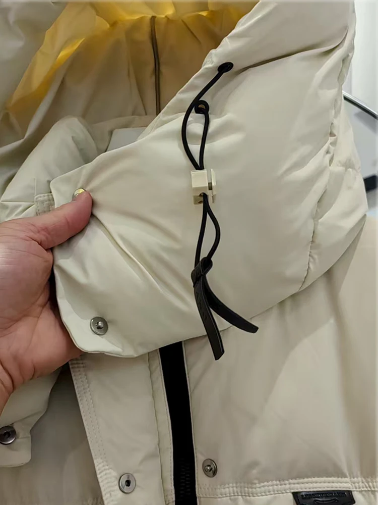 2022 Winter Neue Daunenjacke Mitte bis Lange Über Knie Verdickte Kapuze Mode Arbeitskleidung Parker Paar Weiße Ente Daunenjacke