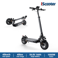 iScooter W9 Foldable electric scooter,1000W motor,48V 14Ah Battery,Range 45km,Max speed 45km/h,Smartphone unlocking