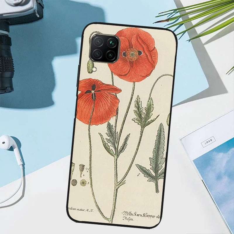 Botanical Drawings Flowers For Huawei Nova 5T 9 10 SE Y70 Y90 Y60 Y61 3i 7i 8i 11i P Smart P20 P40 Lite P30 Pro Case