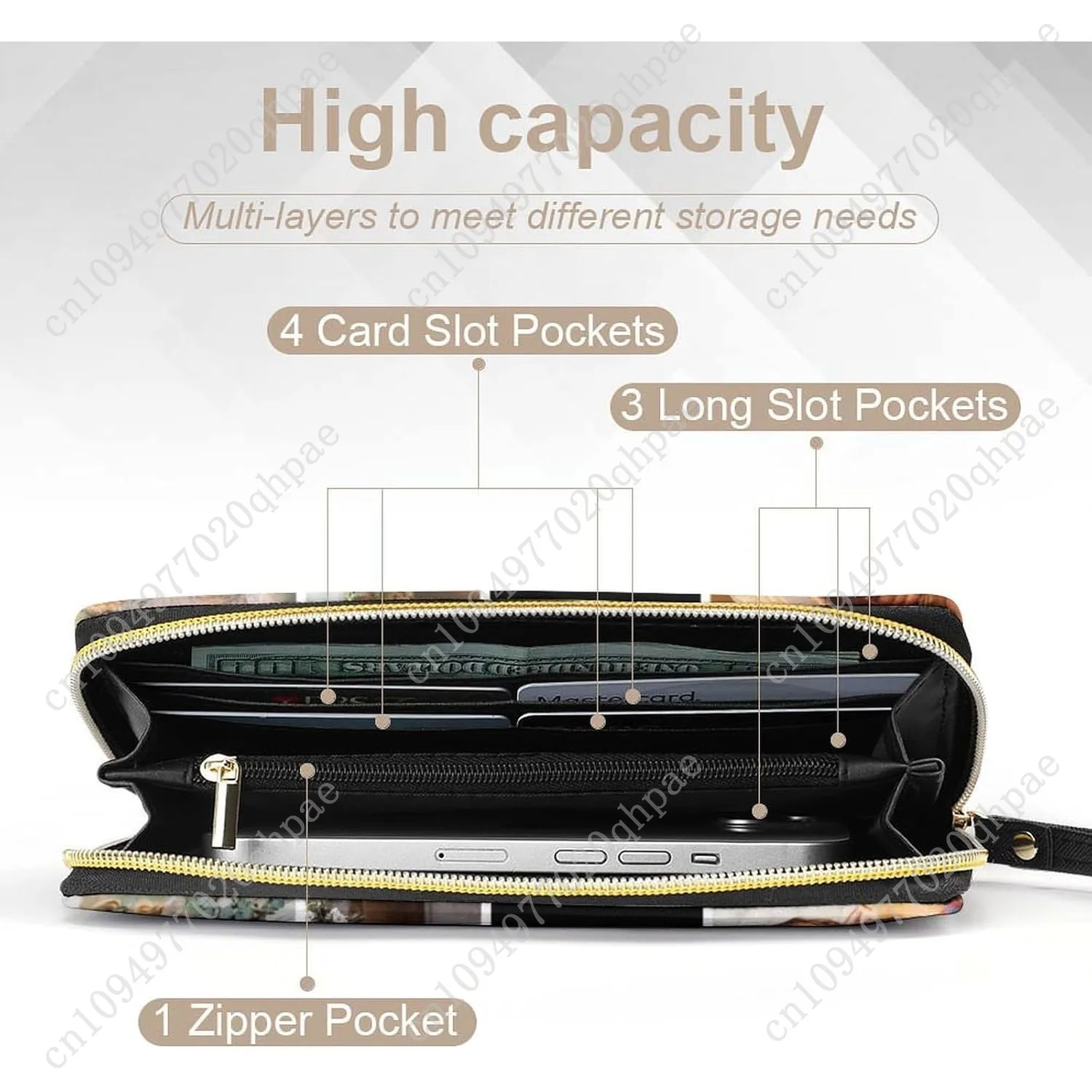 شخصية صور الكولاج محفظة جلدية مخصصة محفظة طويلة للنساء سعة كبيرة مخلب السفر محفظة هدية لصديقة أمي