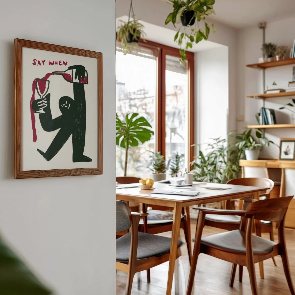 1pc frameless "Say When" Funny Wine Canvas Prints Poster Modern Minimalism Abstract Art Prints Living Room Kitchen Bar Wall Art - view 5