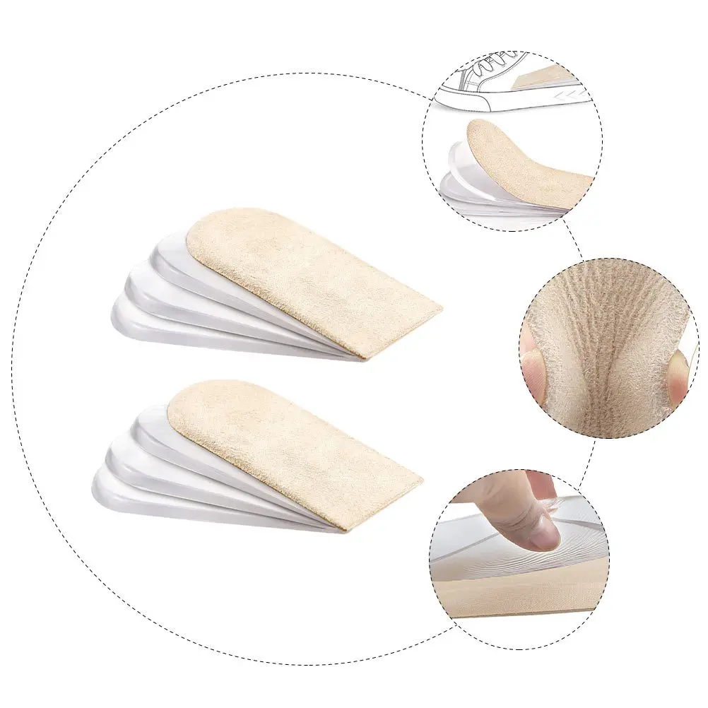 

8pcs Invisible Height Increase Insoles Comfortable Shoe Lift Inserts Absorption Pads Soft Elastic Half Insoles For Unisex Beige