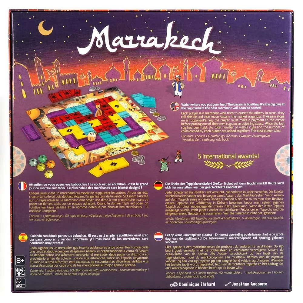 Marrakech |   Gioco di strategia per famiglie e adulti |   Età 8+ |   Giochi da tavolo di carte da 2 a 4 giocatori
