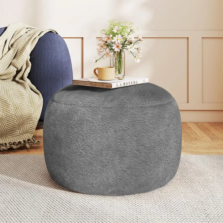 

Stuffed Pouf Ottoman for Foot Rest, A Round Modern Foam Filled Poufs, Floor Chair for Living Room, Nursery, Dorm, A Soft Modern