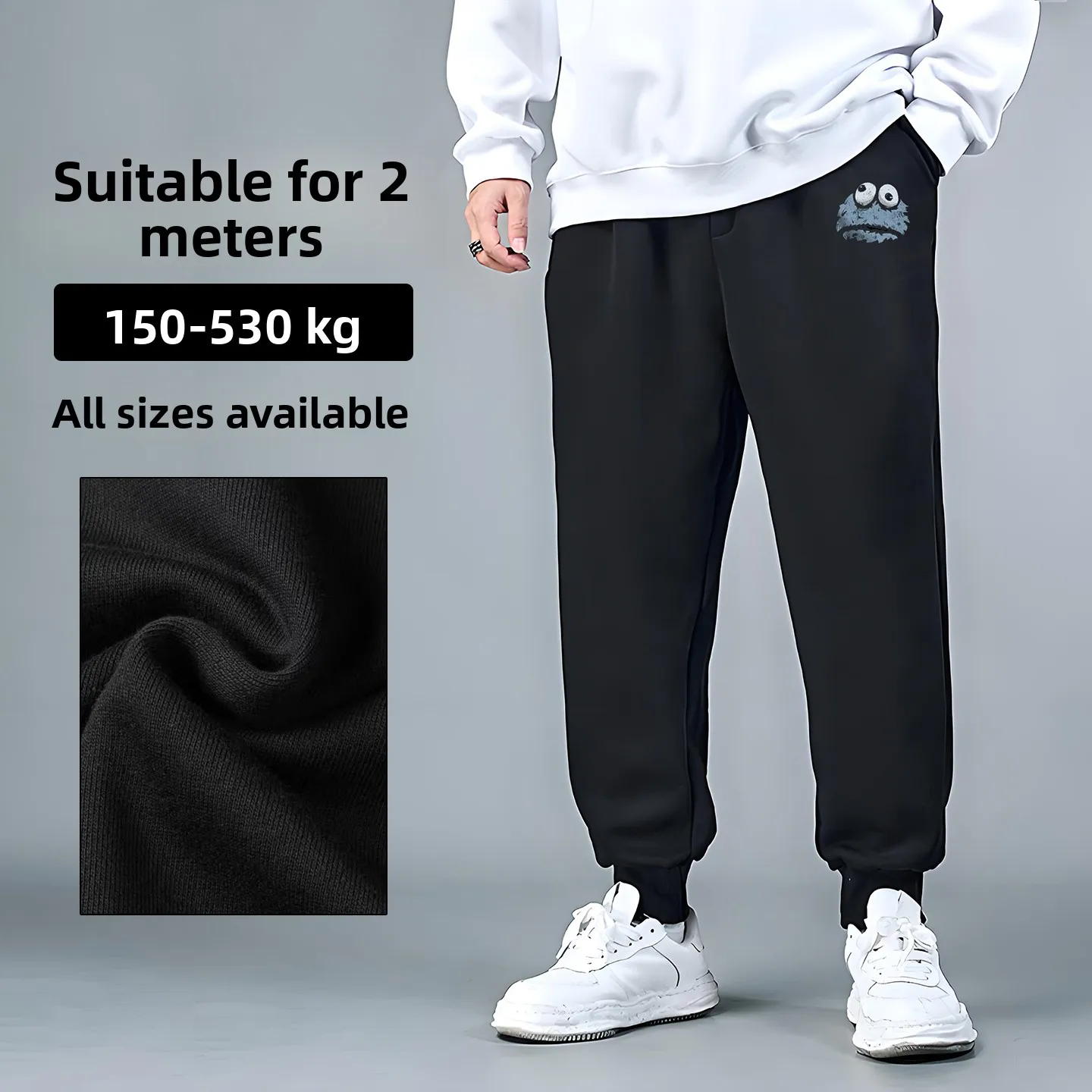 

plus Size Men's Casual Pants Spring Autumn Sle American Cuffed Loose Extra Long Boys' Trendy Cotton Polyester Blend Breathable