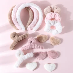 5Pcs Winter Hair Accessories Set for Women Plush Headbands Acrylic Hair Claws Girls Velvet Scrunchies Barrettes Headwear