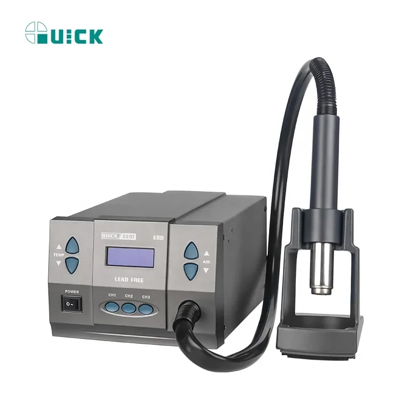 Quick 881D 110V/220V Rework Station 1300W Quick 861DW Flagship Edition BGA Soldering Hot Air super power Rework Station +nozzles