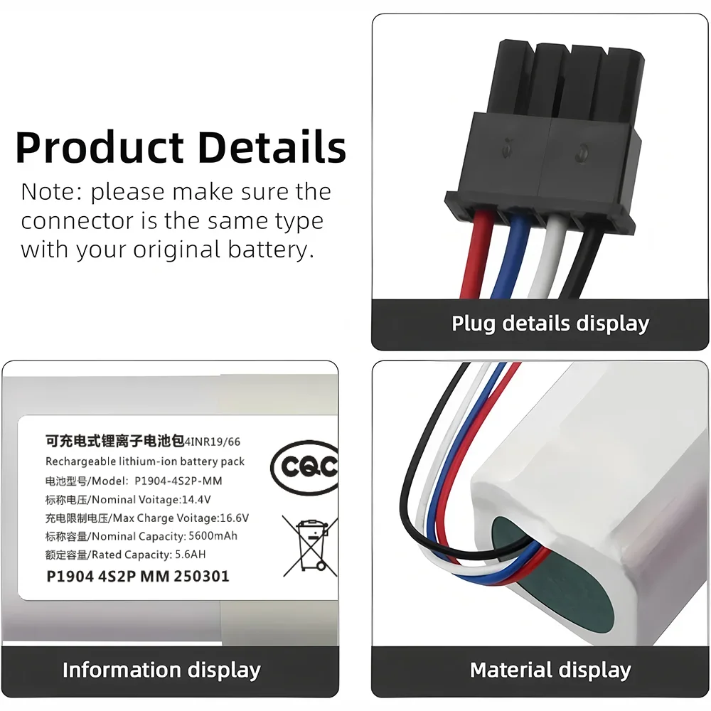 

14.4V 12800mAh Replacement Battery 4S2P-MMBK P2150-4S2P-XWDLS For Xiaomi Mijia Vacuum Cleaner Dreame S10 D9 F9 L10Pro L10Plus